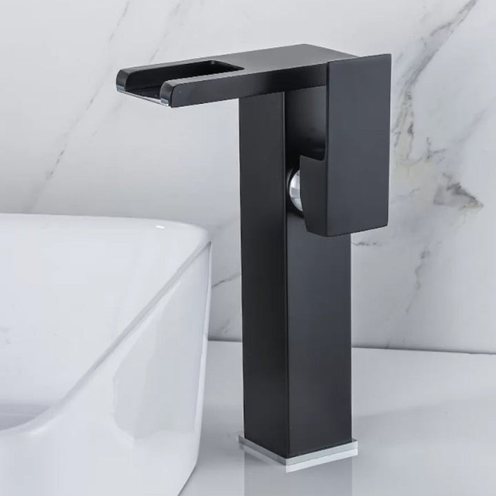 Kalsten | Waterfall basin mixer tap square lever handle with LED three-color light