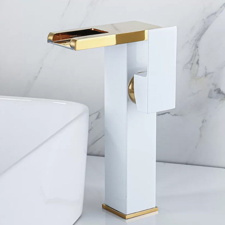 Kalsten | Waterfall basin mixer tap square lever handle with LED three-color light