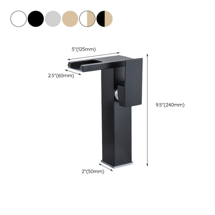 Kalsten | Waterfall basin mixer tap square lever handle with LED three-color light