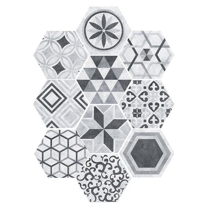 Kalsten | Plastic Mosaic Tile Wallpaper Hexagonal for Stick-On and Removable Back Wall Tile