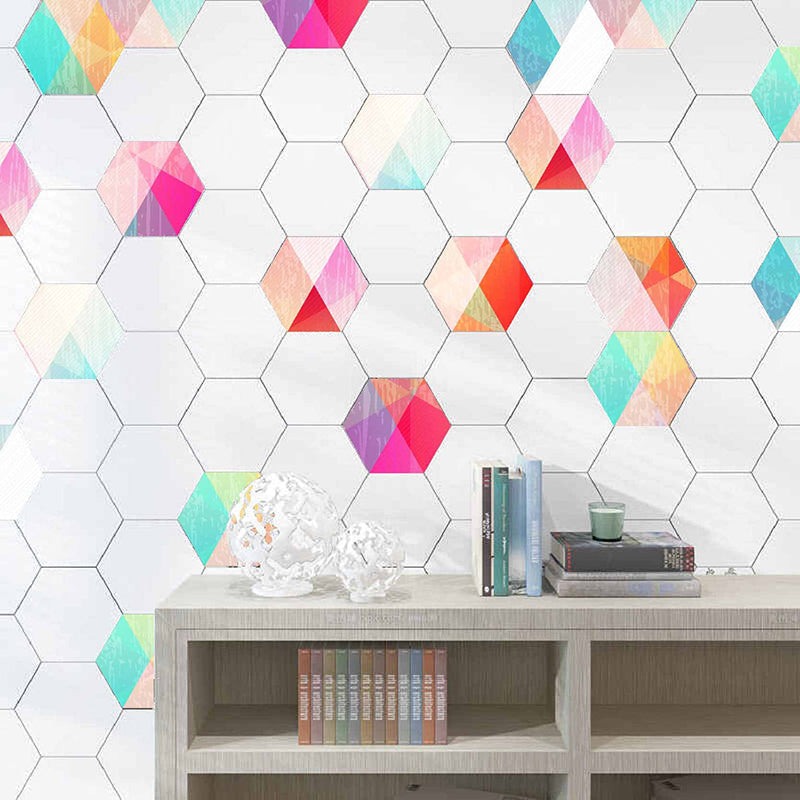 Kalsten | Plastic Mosaic Tile Wallpaper Hexagonal for Stick-On and Removable Back Wall Tile