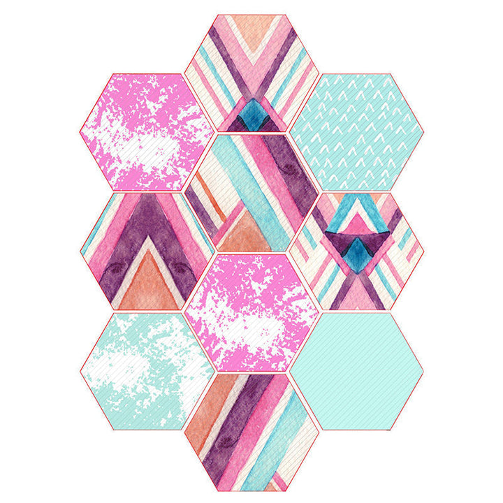 Kalsten | Plastic Mosaic Tile Wallpaper Hexagonal for Stick-On and Removable Back Wall Tile