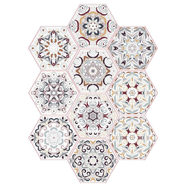Kalsten | Plastic Mosaic Tile Wallpaper Hexagonal for Stick-On and Removable Back Wall Tile