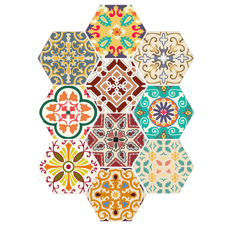 Kalsten | Plastic Mosaic Tile Wallpaper Hexagonal for Stick-On and Removable Back Wall Tile