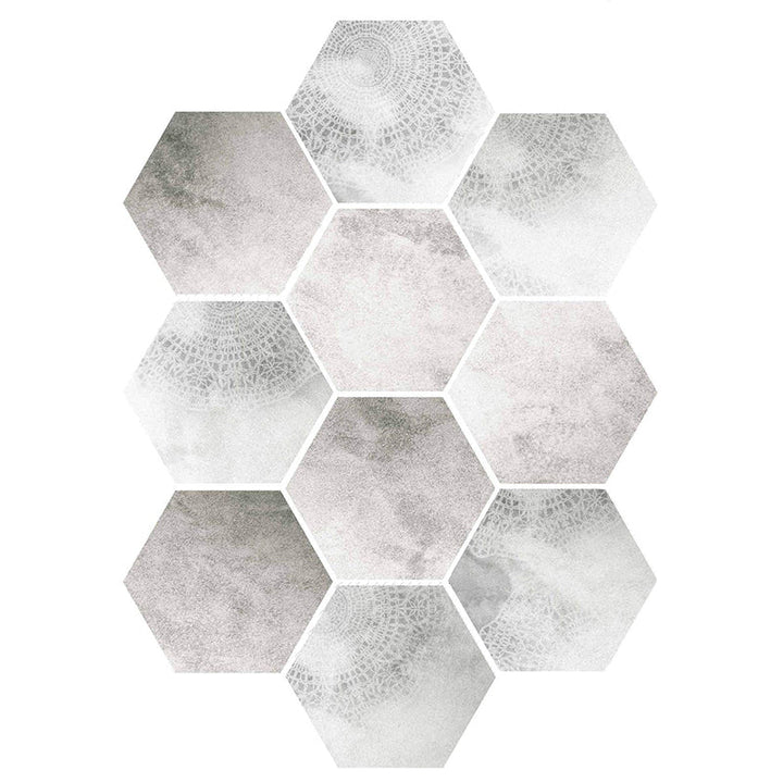 Kalsten | Plastic Mosaic Tile Wallpaper Hexagonal for Stick-On and Removable Back Wall Tile
