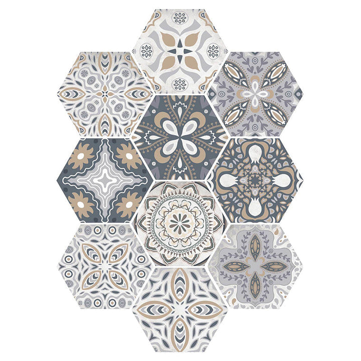 Kalsten | Plastic Mosaic Tile Wallpaper Hexagonal for Stick-On and Removable Back Wall Tile