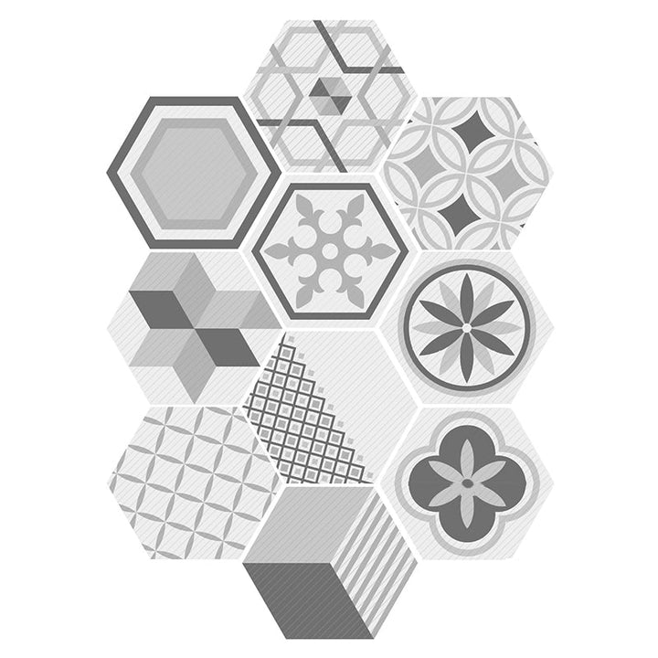Kalsten | Plastic Mosaic Tile Wallpaper Hexagonal for Stick-On and Removable Back Wall Tile