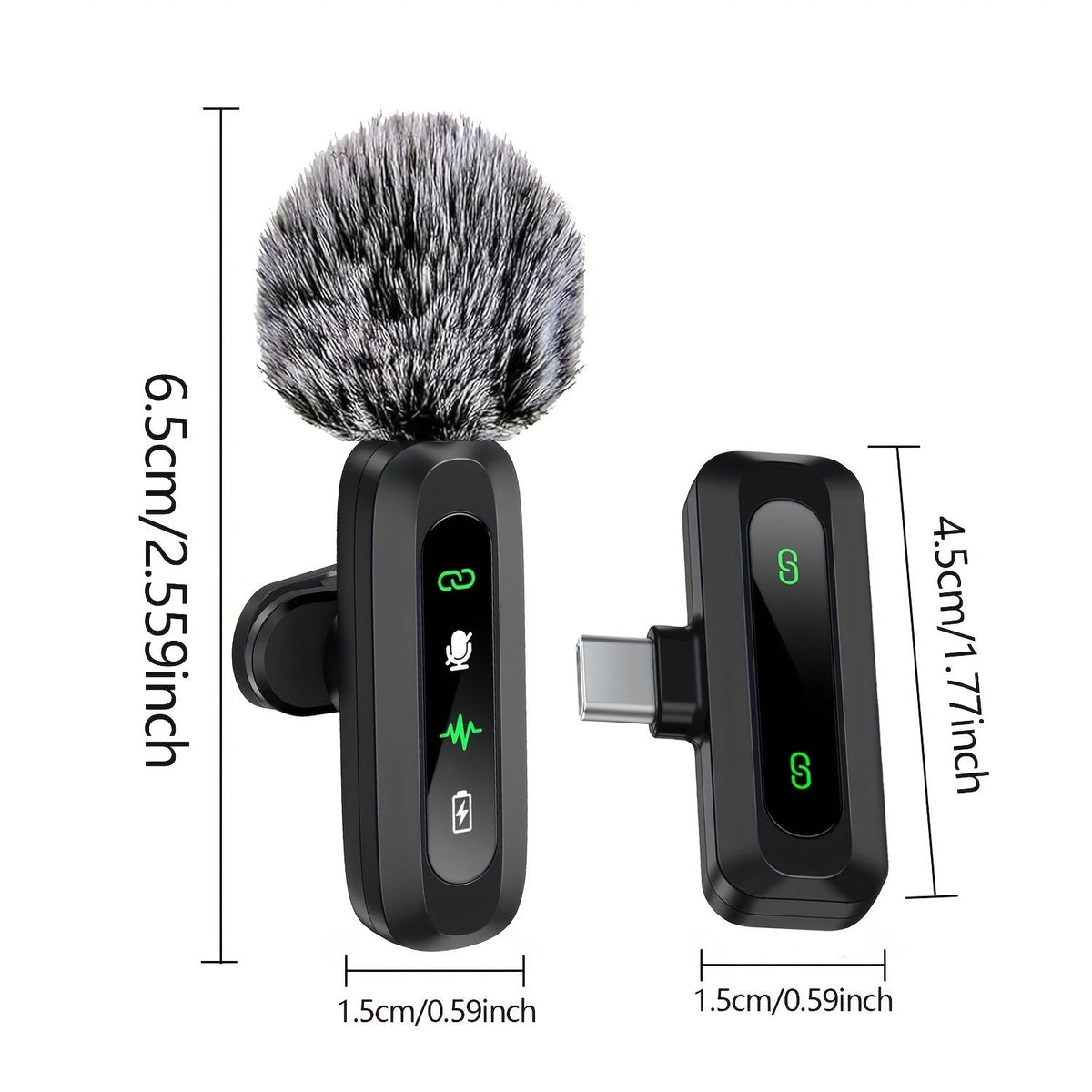 Skanto | Wireless Lavalier Microphone | USB-C Plug and Play for Mobile | Black