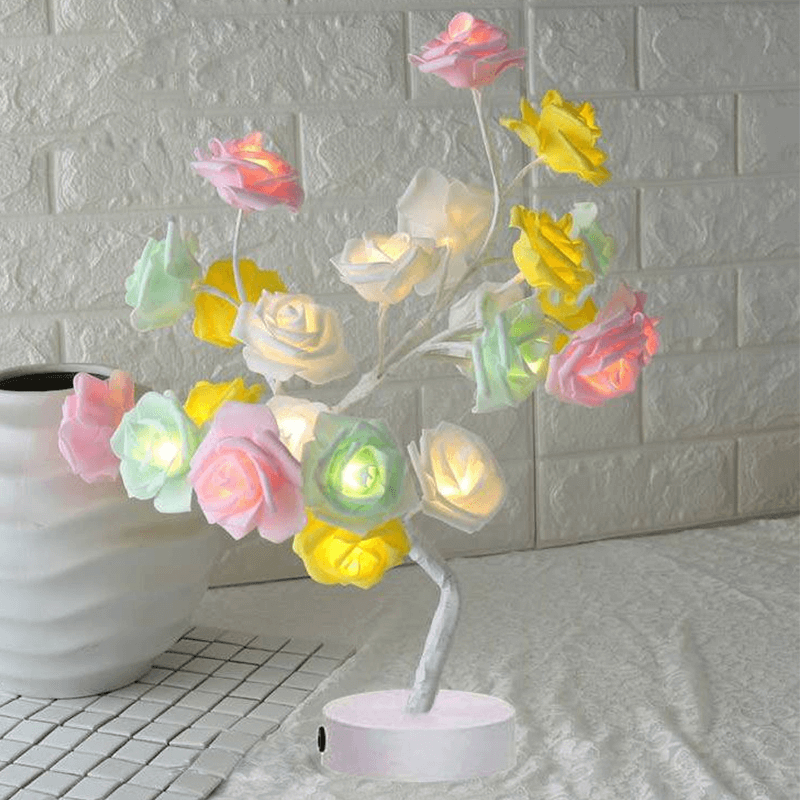 Rose Flower Lamp USB Battery Operated LED Table Lamp Bonsai Tree Night Lights Garland Bedroom Decoration Lights Home Decor | Kalsten
