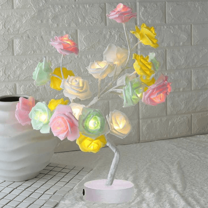 Rose Flower Lamp USB Battery Operated LED Table Lamp Bonsai Tree Night Lights Garland Bedroom Decoration Lights Home Decor | Kalsten