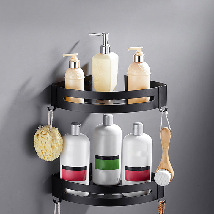 Kalsten | Matt Black Modern Bathroom Accessories Set, Set of 3, Bathroom Shelf