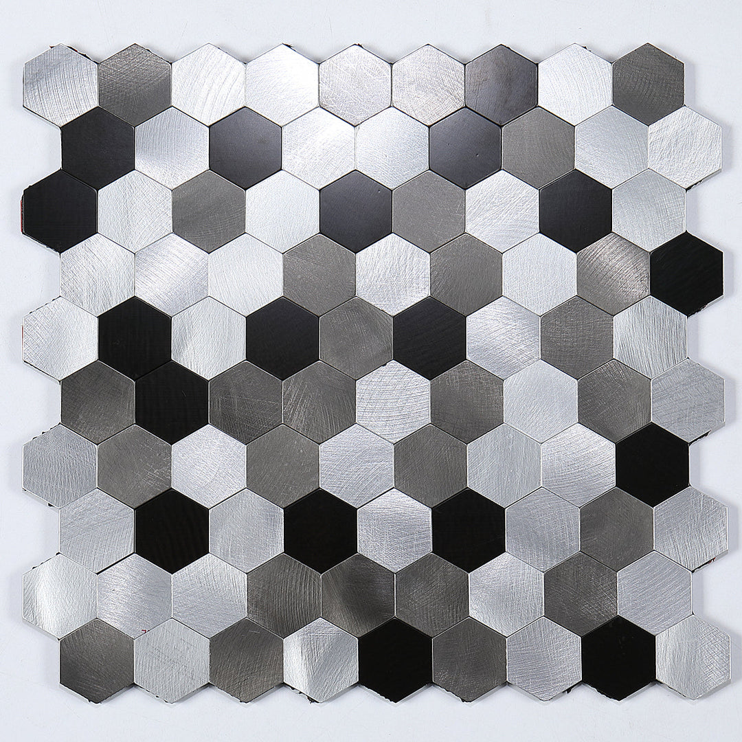Kalsten | Modern Tile-Peel & Stick Metal Mosaic Tile Hexagon Peel & Stick Subway Tile
