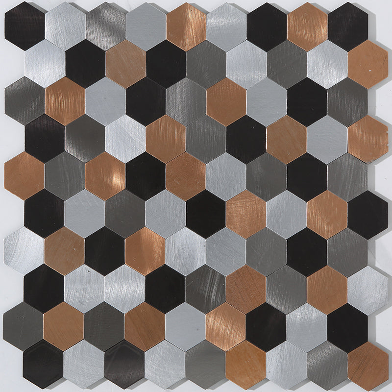 Kalsten | Modern Tile-Peel & Stick Metal Mosaic Tile Hexagon Peel & Stick Subway Tile