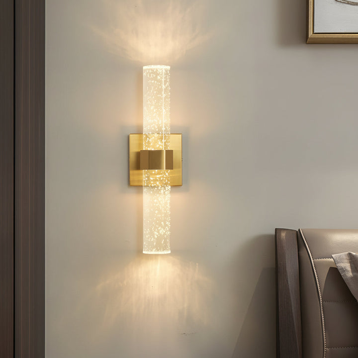 Crystal Wall Sconce Bubble Cylinder Gold LED 40cm / 16in Up Down Hallway Light | Kalsten