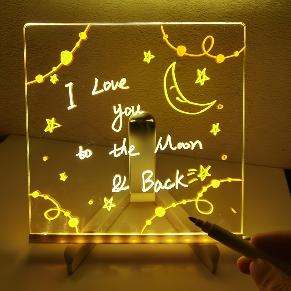 USB LED Memo Board with 12 Colored Pens – Light Messaging Board