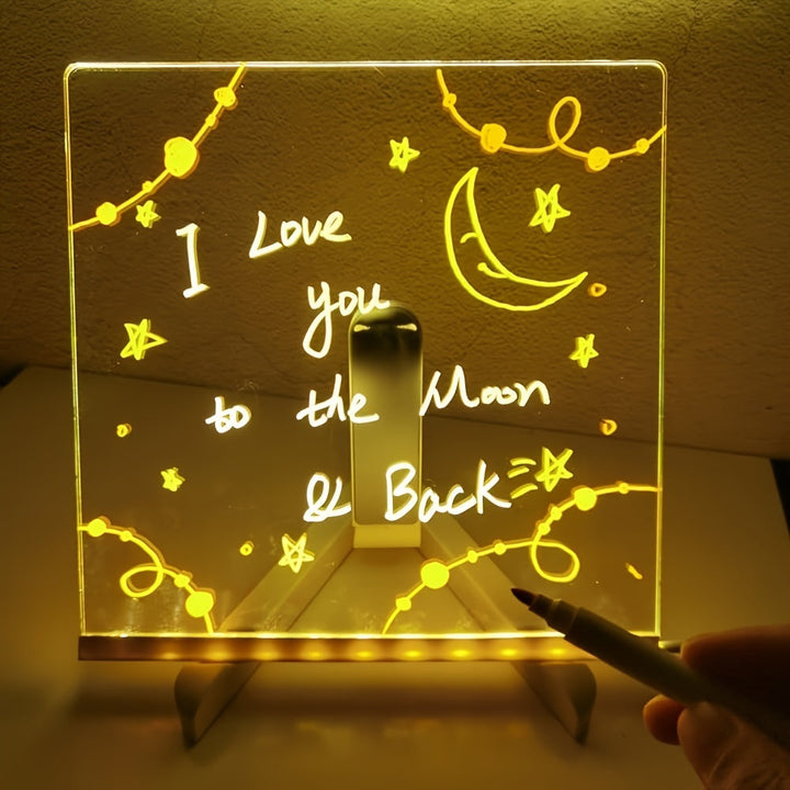 USB LED Memo Board with 12 Colored Pens – Light Messaging Board