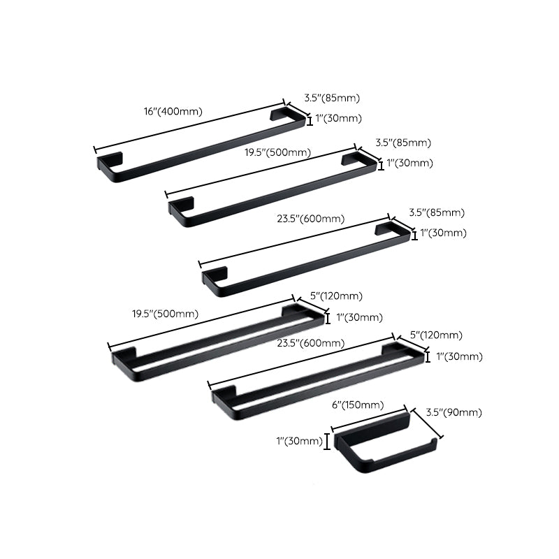 BowLift | Black Bathroom Accessories Hardware Set with Towel Rail and Bath Shelf