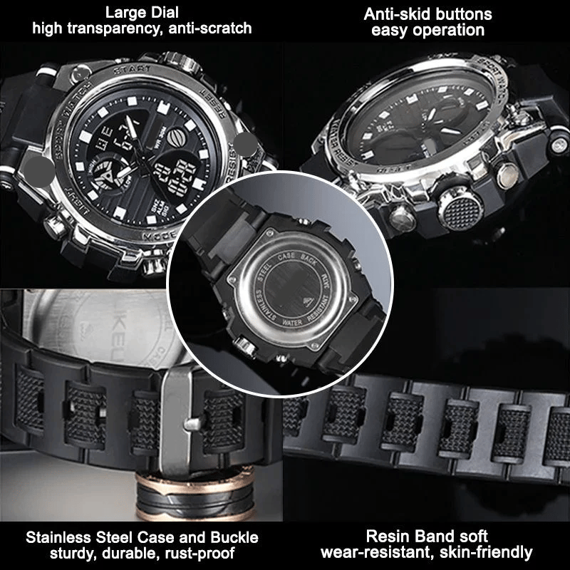 Kalsten | Sporty Dual-Display Mode Multifunctional Waterproof Luminous Men's Wristwatch