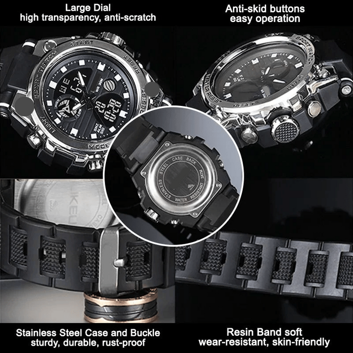 Kalsten | Sporty Dual-Display Mode Multifunctional Waterproof Luminous Men's Wristwatch