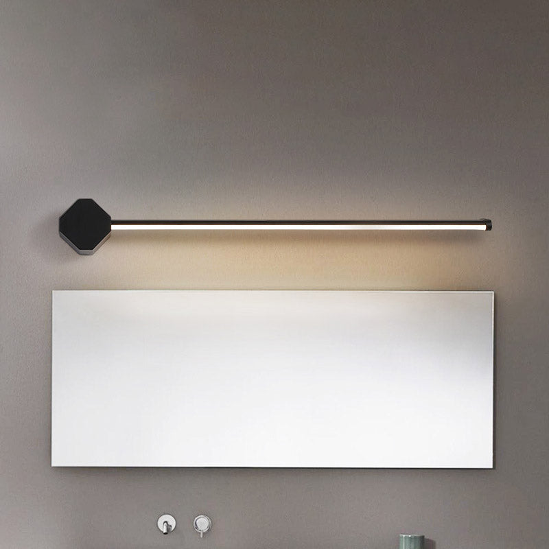 LED Bathroom Sconce Simple Black/White Finish Vanity Wall Light with Slim Linear Acrylic Shade, 16"/23.5" Long | Kalsten