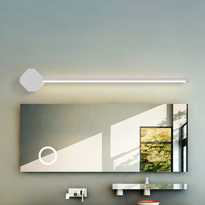LED Bathroom Sconce Simple Black/White Finish Vanity Wall Light with Slim Linear Acrylic Shade, 16"/23.5" Long | Kalsten