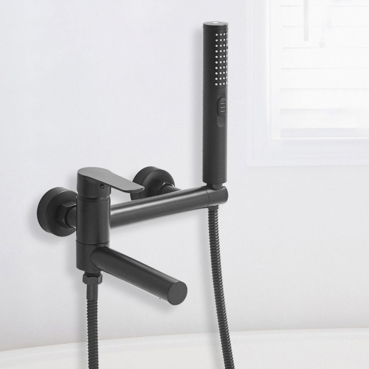 BowLift | Swivel spout bathtub faucet single lever handle hand shower bathtub filling valve with shower hose
