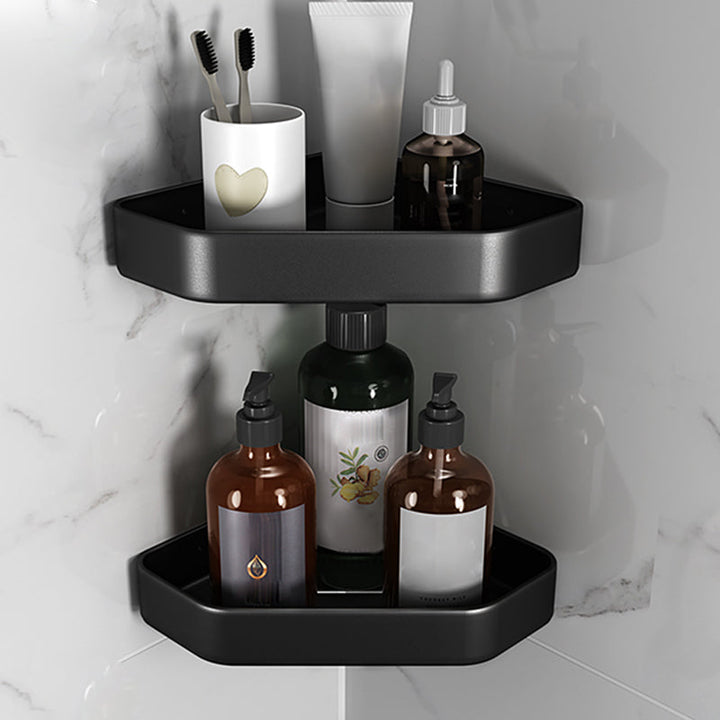 Kalsten | Matt black bathroom accessories set Modern anti-rust 1/2/3-piece bathroom shelf