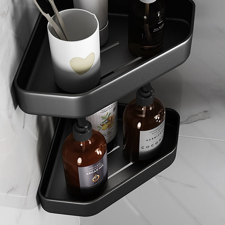 Kalsten | Matt black bathroom accessories set Modern anti-rust 1/2/3-piece bathroom shelf