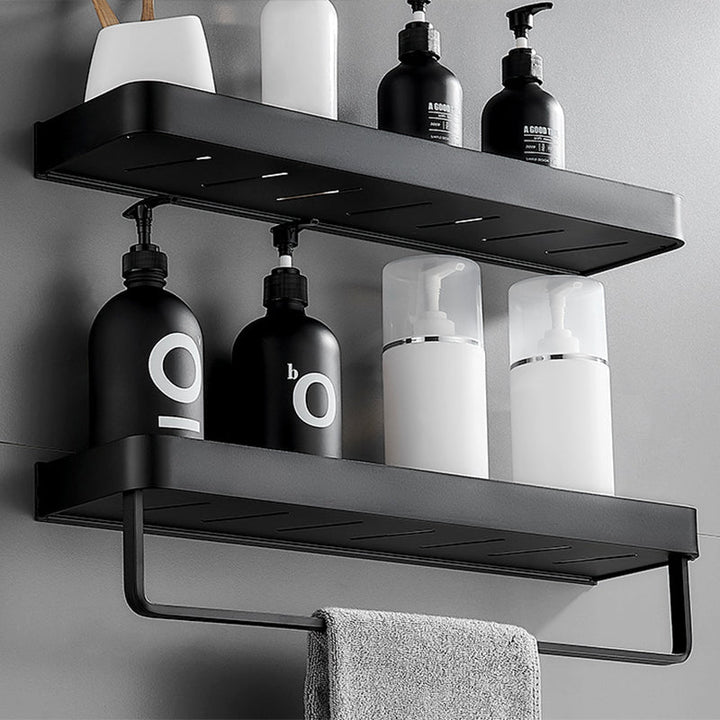 Kalsten | Matt Black Bathroom Set Modern 1/2 - Piece Stainless Steel Bath Rack