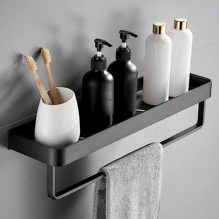 Kalsten | Matt Black Bathroom Set Modern 1/2 - Piece Stainless Steel Bath Rack