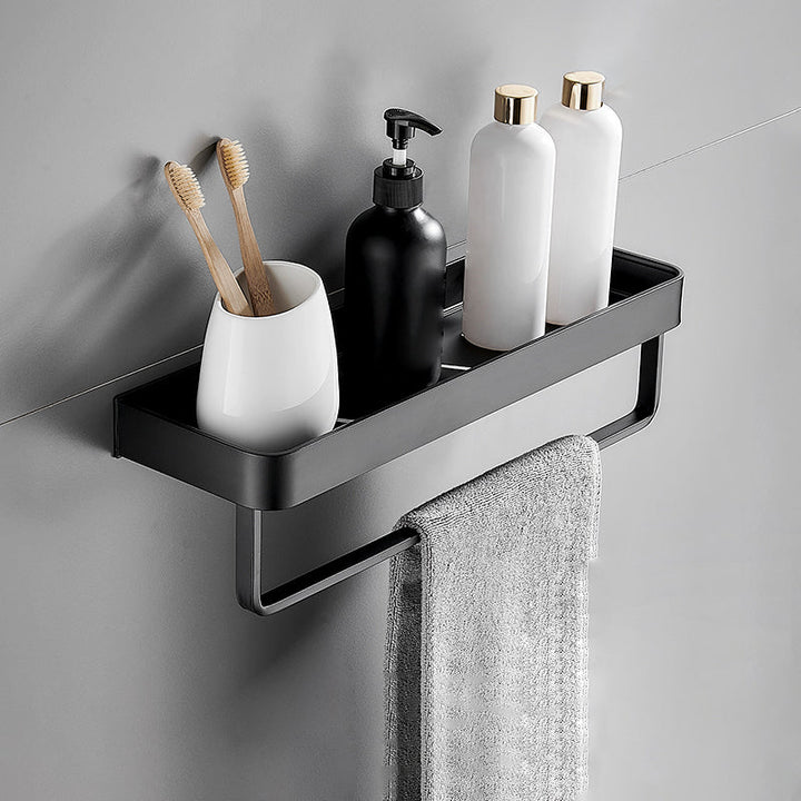 Kalsten | Matt Black Bathroom Set Modern 1/2 - Piece Stainless Steel Bath Rack