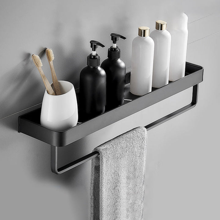 Kalsten | Matt Black Bathroom Set Modern 1/2 - Piece Stainless Steel Bath Rack
