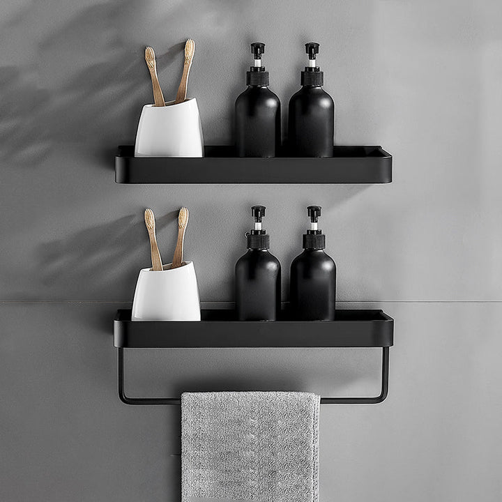 Kalsten | Matt Black Bathroom Set Modern 1/2 - Piece Stainless Steel Bath Rack