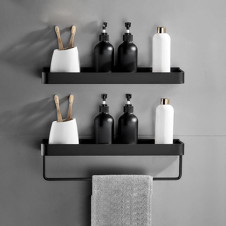 Kalsten | Matt Black Bathroom Set Modern 1/2 - Piece Stainless Steel Bath Rack