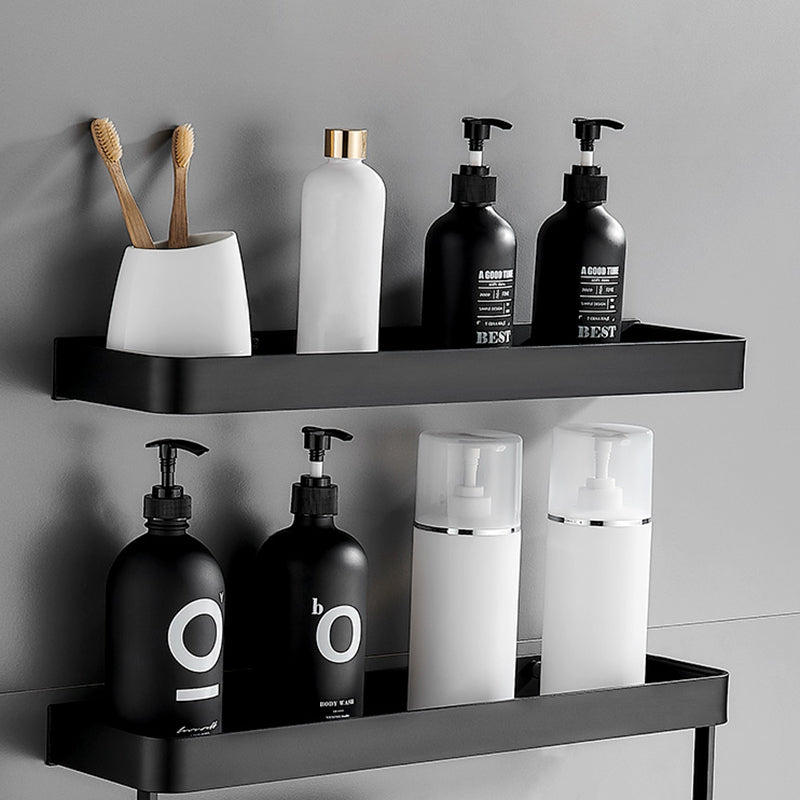 Kalsten | Matt Black Bathroom Set Modern 1/2 - Piece Stainless Steel Bath Rack