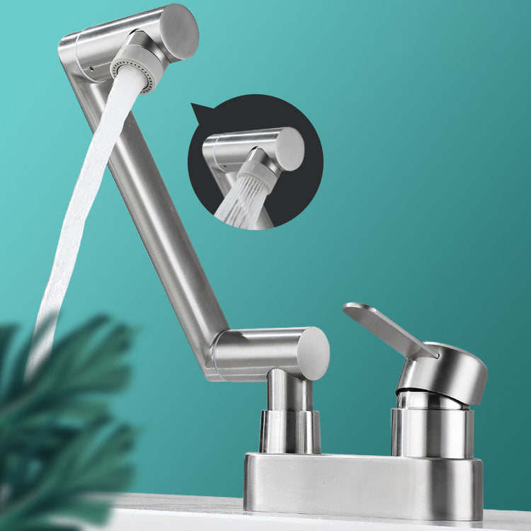 BowLift | 2 holes sink faucet swivel stainless steel single handle central mounted faucet
