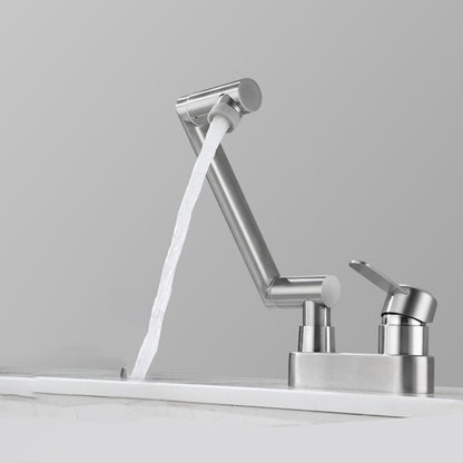 BowLift | 2 holes sink faucet swivel stainless steel single handle central mounted faucet