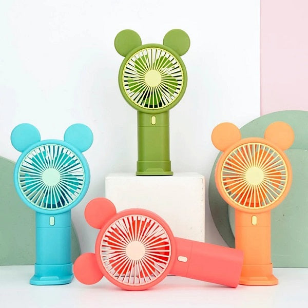 Mini Rechargeable Cartoon Fan With Phone Holder Base | Kalsten