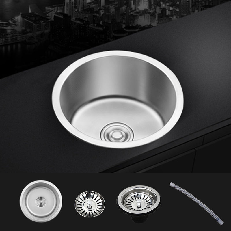 Kalsten | Contemporary Single Bowl Kitchen Sink Round Stainless Steel Sink with Drain Strainer Set