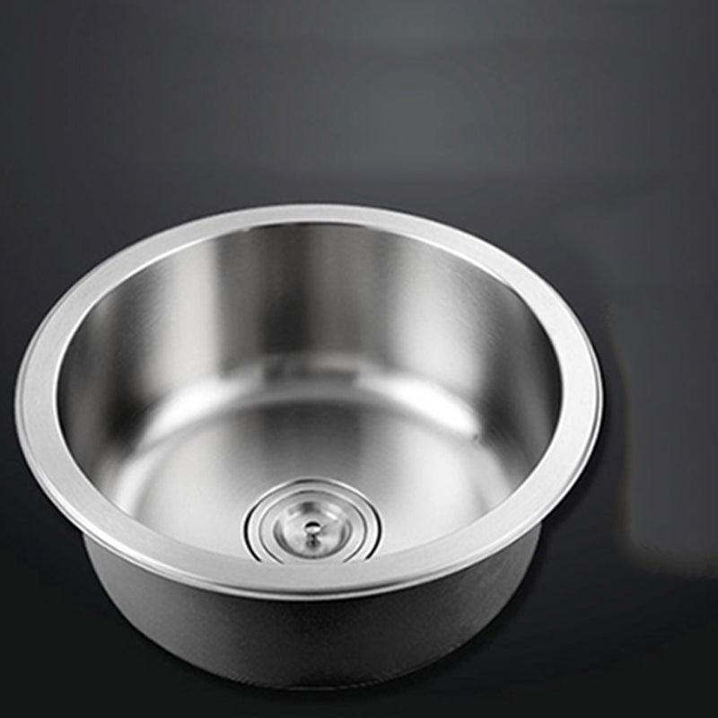 Kalsten | Contemporary Single Bowl Kitchen Sink Round Stainless Steel Sink with Drain Strainer Set