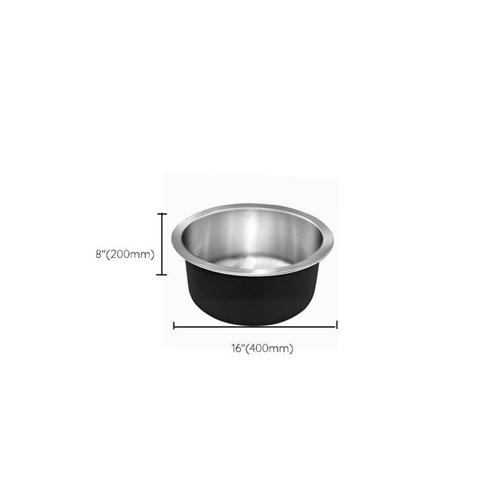 Kalsten | Contemporary Single Bowl Kitchen Sink Round Stainless Steel Sink with Drain Strainer Set