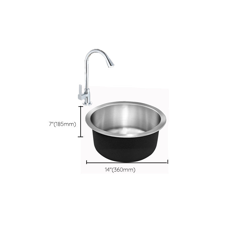 Kalsten | Contemporary Single Bowl Kitchen Sink Round Stainless Steel Sink with Drain Strainer Set