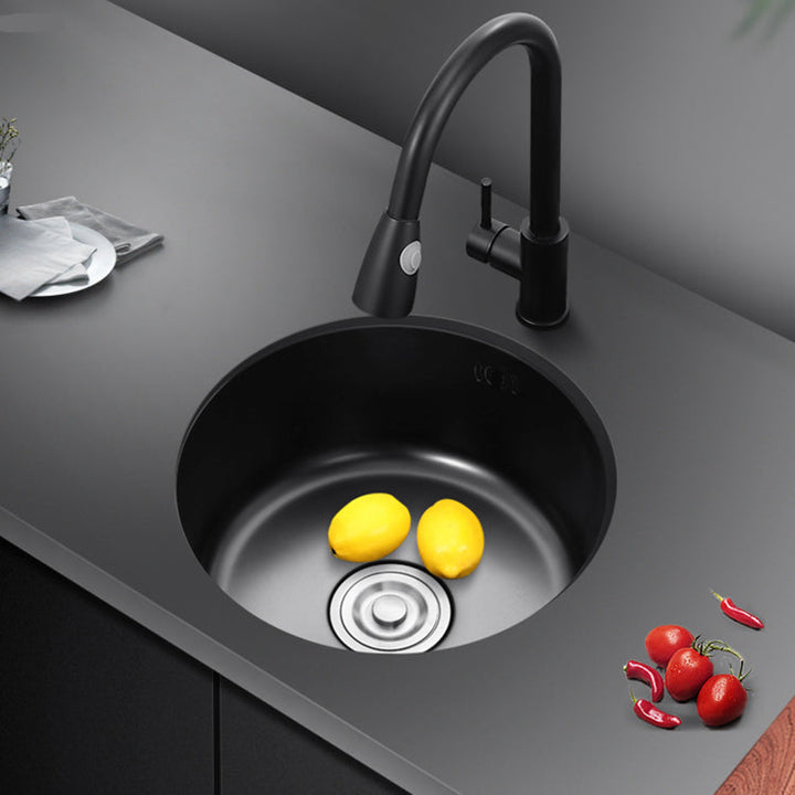 Kalsten | Single Bowl Kitchen Sink Round Stainless Steel Sink with Drain Strainer Kits