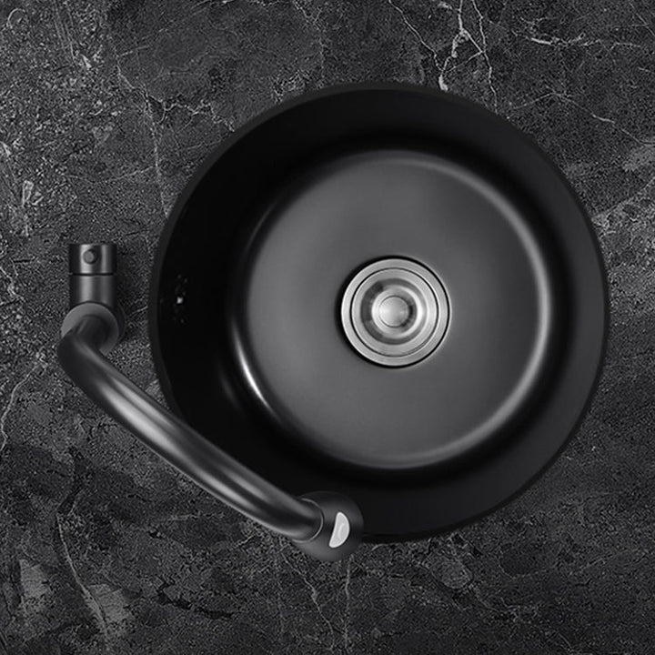 Kalsten | Single Bowl Kitchen Sink Round Stainless Steel Sink with Drain Strainer Kits