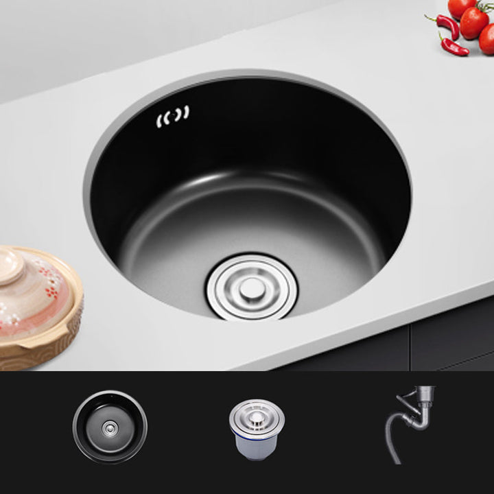 Kalsten | Single Bowl Kitchen Sink Round Stainless Steel Sink with Drain Strainer Kits