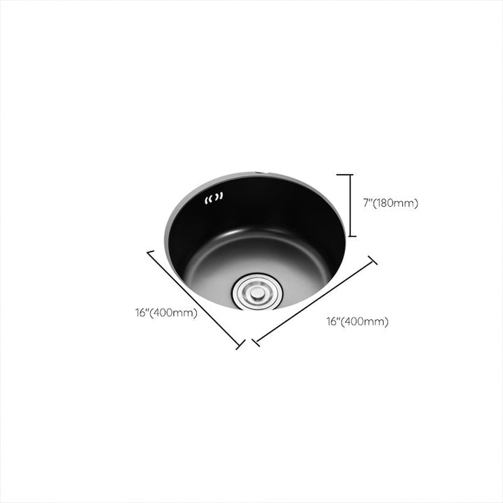 Kalsten | Single Bowl Kitchen Sink Round Stainless Steel Sink with Drain Strainer Kits