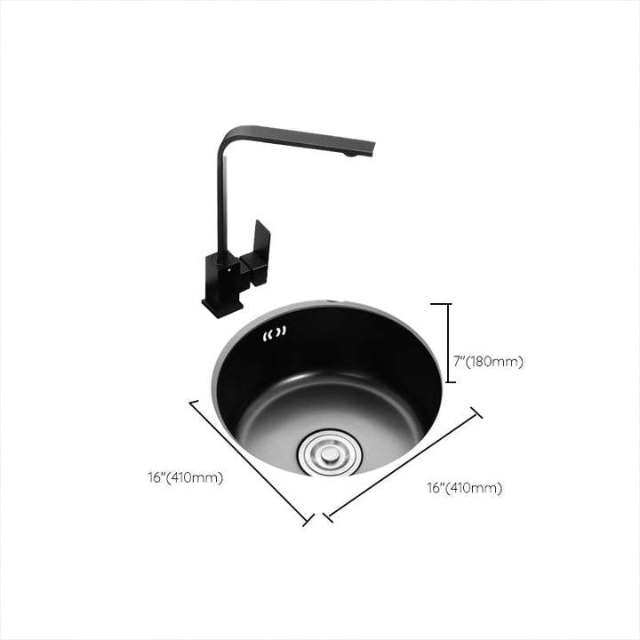Kalsten | Single Bowl Kitchen Sink Round Stainless Steel Sink with Drain Strainer Kits