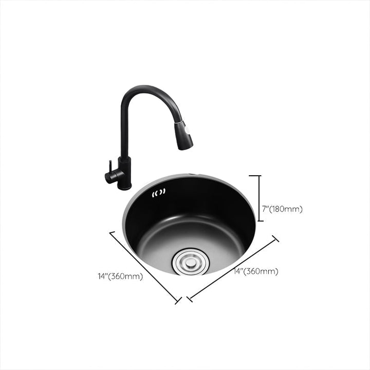 Kalsten | Single Bowl Kitchen Sink Round Stainless Steel Sink with Drain Strainer Kits