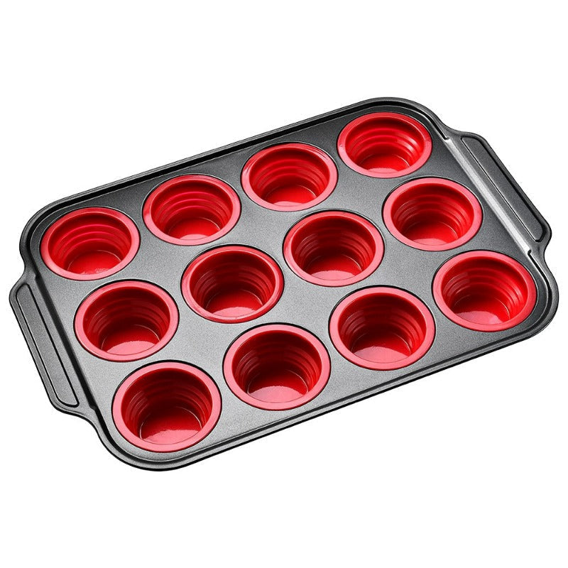 Kalsten | Press-Release Silicone Muffin Pan with Sturdy Metal Frame
