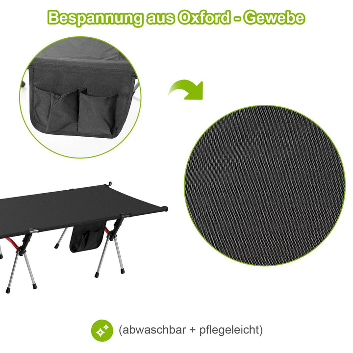 Folding Bed Black Camping Bed Height Adjustable | Kalsten